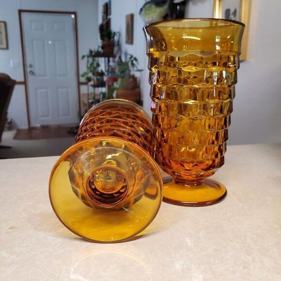 Whitehall Amber By Colony Tea Glass Stacked Cube Set Of Two - Picture 6 of 7